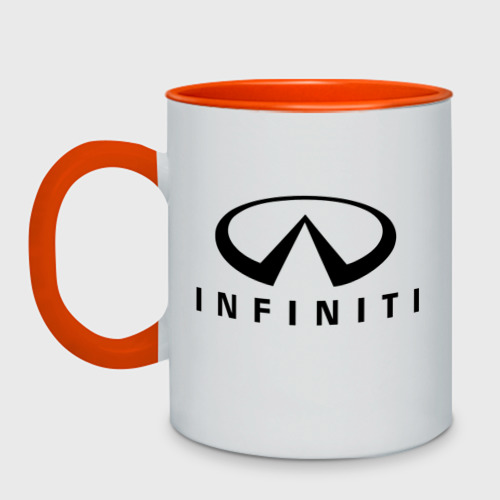 Кружка двухцветная Infiniti logo, цвет белый + оранжевый