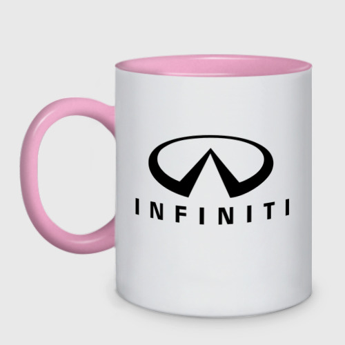 Кружка двухцветная Infiniti logo, цвет белый + розовый