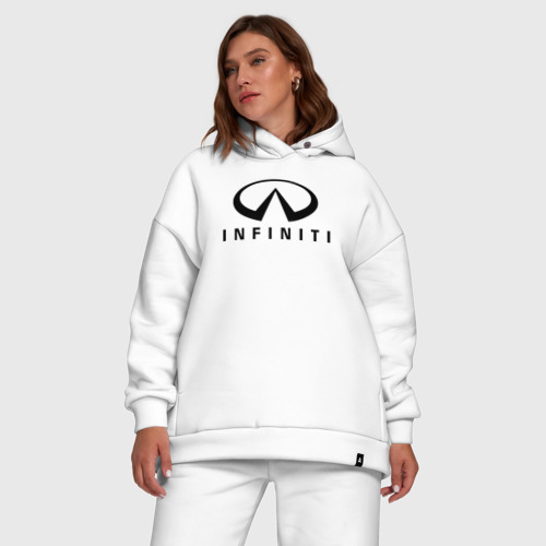 Женский костюм хлопок Oversize Infiniti logo, цвет белый - фото 5