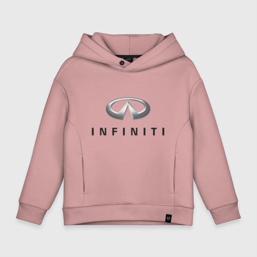 Детское худи Oversize хлопок Logo Infiniti, цвет пыльно-розовый