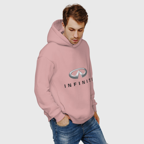 Мужское худи Oversize хлопок Logo Infiniti, цвет пыльно-розовый - фото 7