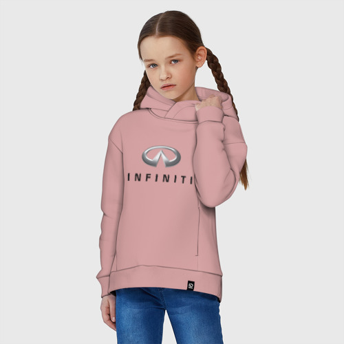 Детское худи Oversize хлопок Logo Infiniti, цвет пыльно-розовый - фото 3