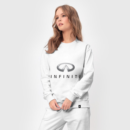 Женский костюм хлопок Logo Infiniti, цвет белый - фото 5