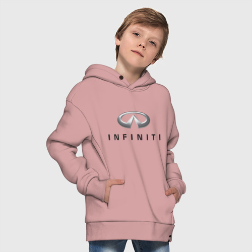 Детское худи Oversize хлопок Logo Infiniti, цвет пыльно-розовый - фото 9