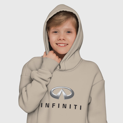 Детское худи Oversize хлопок Logo Infiniti, цвет миндальный - фото 12