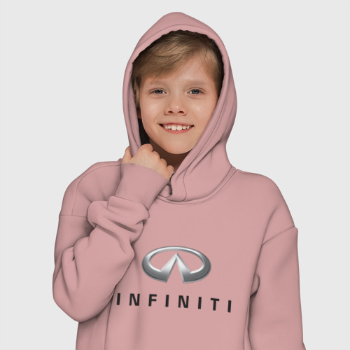 Детское худи Oversize хлопок Logo Infiniti, цвет пыльно-розовый - фото 12