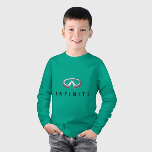 Детский лонгслив хлопок Logo Infiniti, цвет зеленый - фото 3