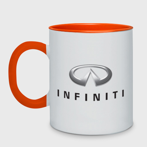 Кружка двухцветная Logo Infiniti, цвет белый + оранжевый