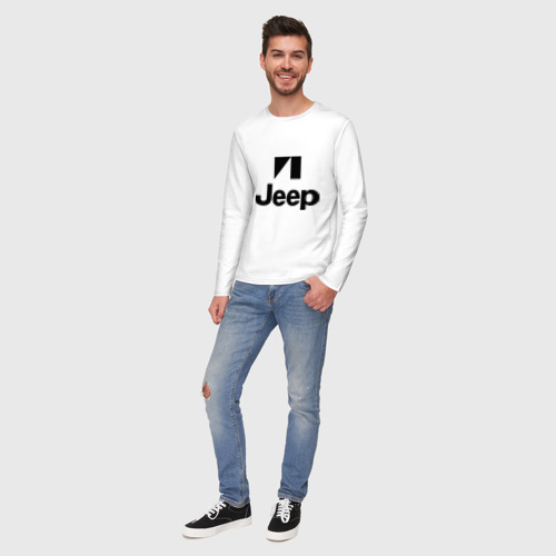 Мужской лонгслив хлопок Jeep logo, цвет белый - фото 5