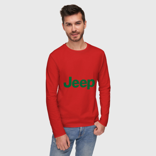 Мужской лонгслив хлопок Logo Jeep, цвет красный - фото 3