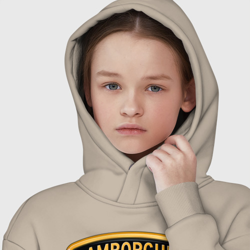 Детское худи Oversize хлопок Lamborghini logo, цвет миндальный - фото 6