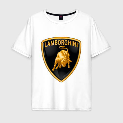 Мужская футболка хлопок Oversize Lamborghini logo, цвет белый