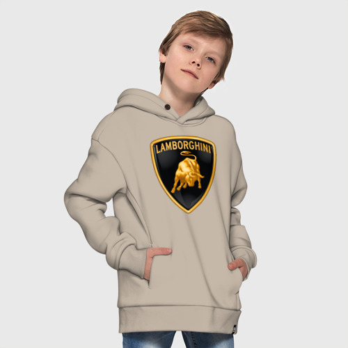 Детское худи Oversize хлопок Lamborghini logo, цвет миндальный - фото 9