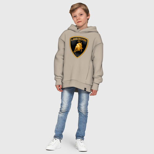 Детское худи Oversize хлопок Lamborghini logo, цвет миндальный - фото 11