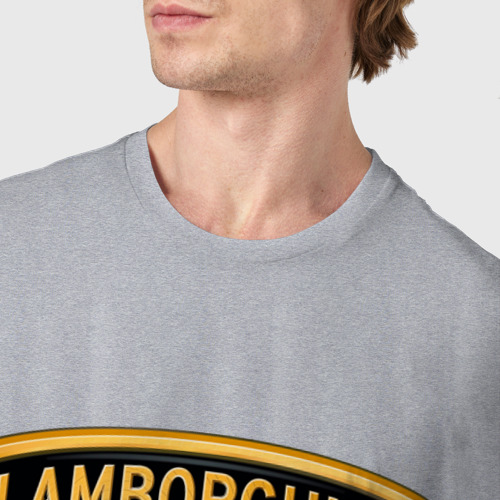 Мужская футболка хлопок Lamborghini logo, цвет меланж - фото 6