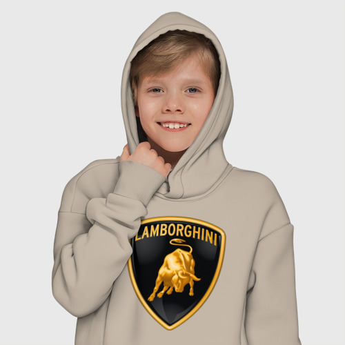 Детское худи Oversize хлопок Lamborghini logo, цвет миндальный - фото 12