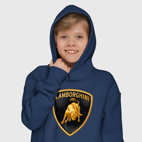 Детское худи Oversize хлопок Lamborghini logo, цвет темно-синий - фото 12