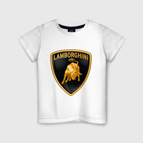 Детская футболка хлопок Lamborghini logo, цвет белый