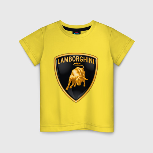 Детская футболка хлопок Lamborghini logo, цвет желтый