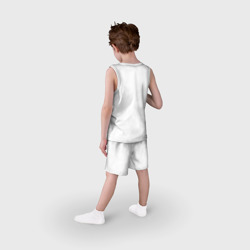 Пижама с принтом Lamborghini logo для ребенка, вид на модели сзади №2. Цвет основы: белый