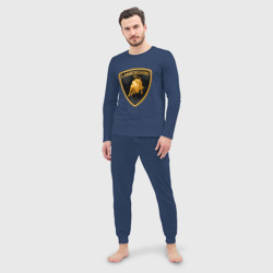 Мужская пижама с лонгсливом хлопок Lamborghini logo - фото 2