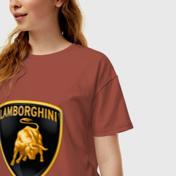 Женская футболка хлопок Oversize Lamborghini logo - фото 2