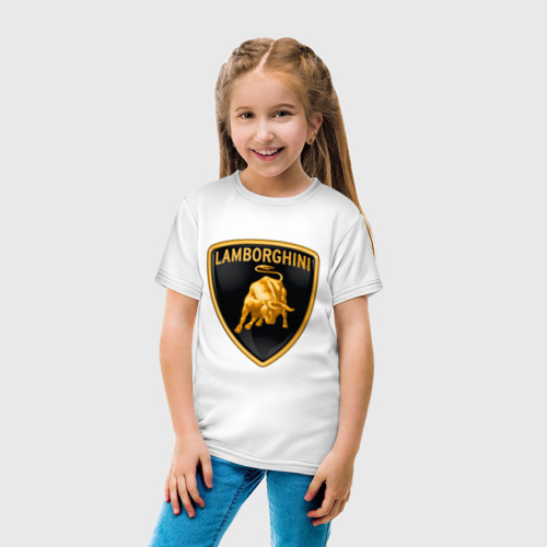 Детская футболка хлопок Lamborghini logo, цвет белый - фото 5