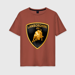 Женская футболка хлопок Oversize Lamborghini logo