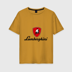 Женская футболка хлопок Oversize Logo Lamborghini