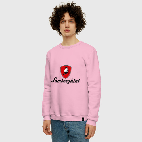 Мужской свитшот хлопок Logo Lamborghini, цвет светло-розовый - фото 3