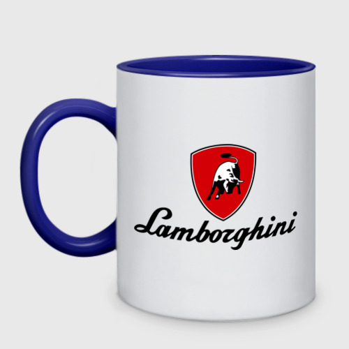 Кружка двухцветная Logo Lamborghini, цвет белый + синий