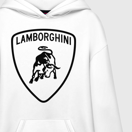 Худи SuperOversize хлопок Lamborghini лого, цвет белый - фото 3