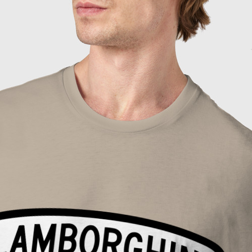 Мужская футболка хлопок Lamborghini лого, цвет миндальный - фото 6