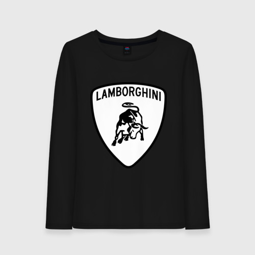 Женский лонгслив хлопок Lamborghini лого, цвет черный