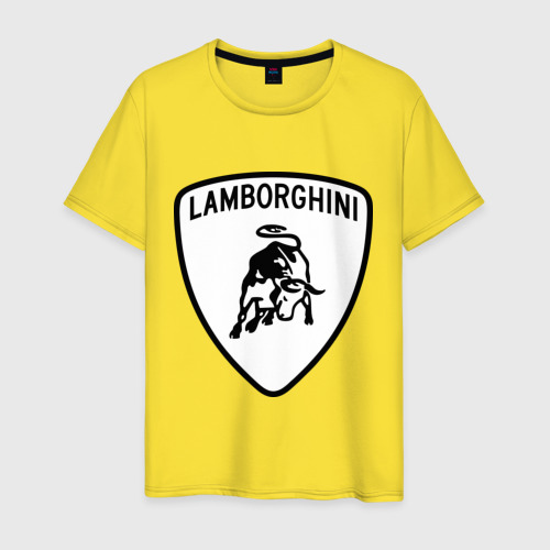 Мужская футболка хлопок Lamborghini лого, цвет желтый
