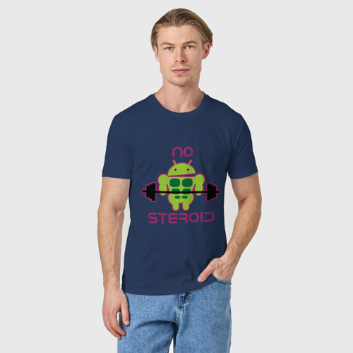 Мужская футболка хлопок No Steroid, цвет темно-синий - фото 3