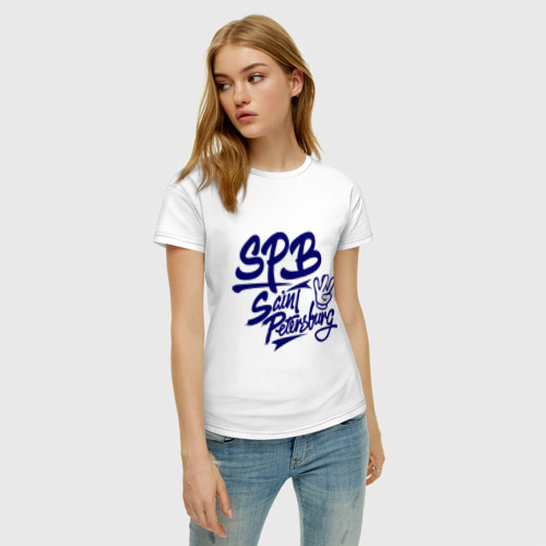 Женская футболка хлопок SPB, цвет белый - фото 3
