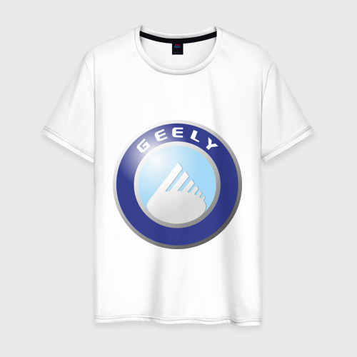 Мужская футболка хлопок Geely logo, цвет белый