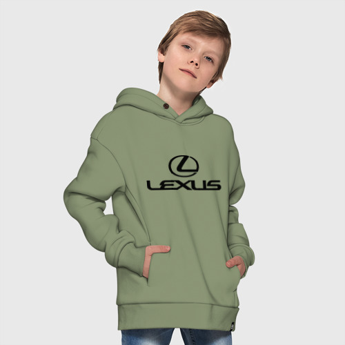 Детское худи Oversize хлопок Lexus logo, цвет авокадо - фото 9