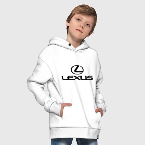 Детское худи Oversize хлопок Lexus logo, цвет белый - фото 9