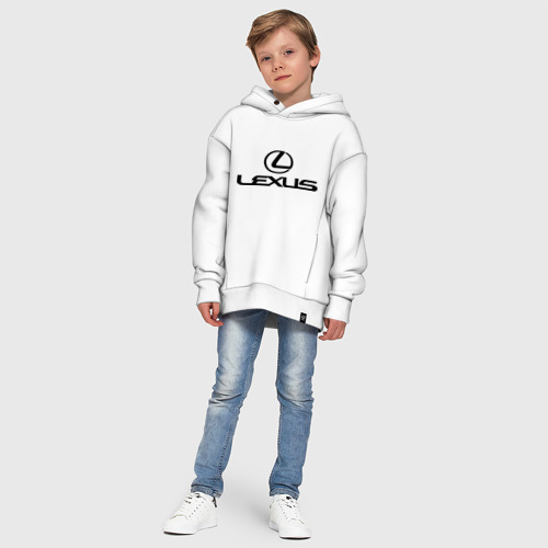 Детское худи Oversize хлопок Lexus logo, цвет белый - фото 11