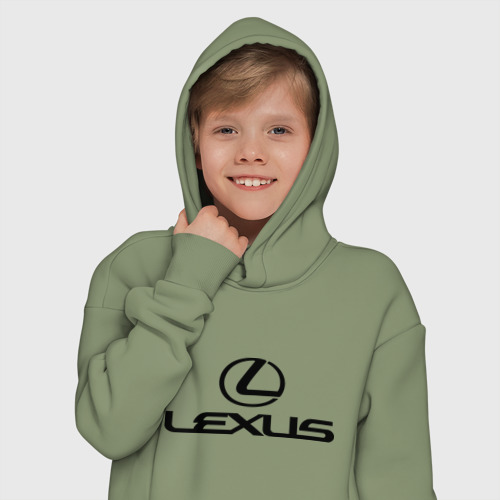 Детское худи Oversize хлопок Lexus logo, цвет авокадо - фото 12