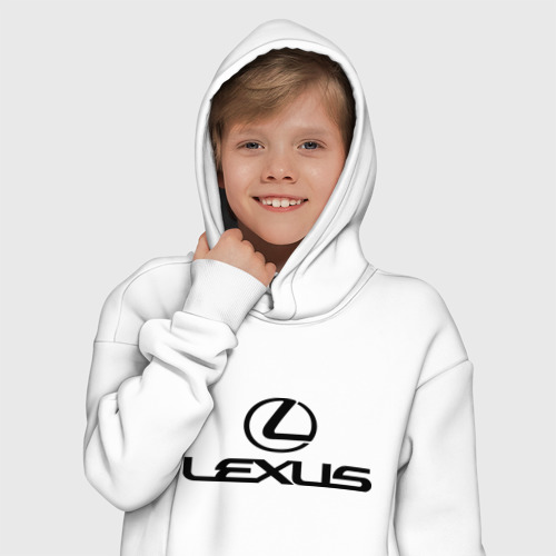 Детское худи Oversize хлопок Lexus logo, цвет белый - фото 12