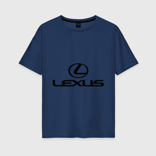 Женская футболка хлопок Oversize Lexus logo, цвет темно-синий