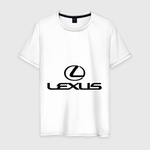 Мужская футболка из хлопка с принтом Lexus logo, вид спереди №1