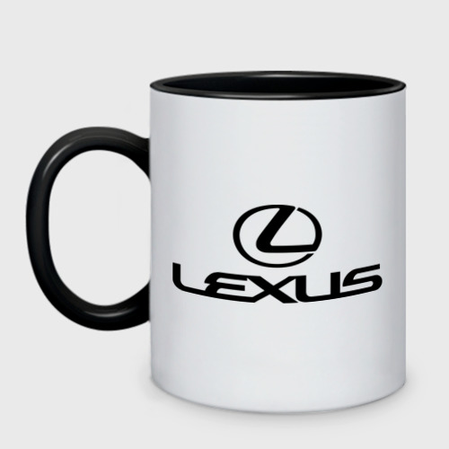 Кружка двухцветная Lexus logo, цвет белый + черный