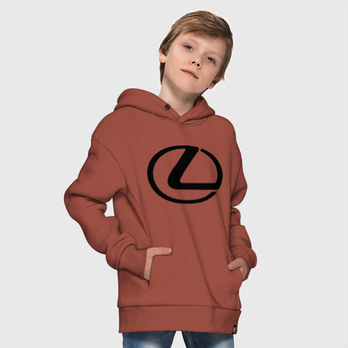 Детское худи Oversize хлопок Logo Lexus, цвет кирпичный - фото 9