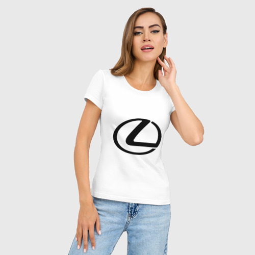 Женская футболка хлопок Slim Logo Lexus, цвет белый - фото 3