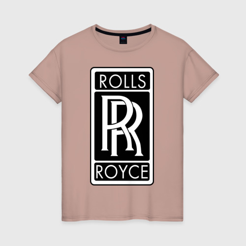 Женская футболка хлопок с принтом Rolls-Royce, вид спереди #2