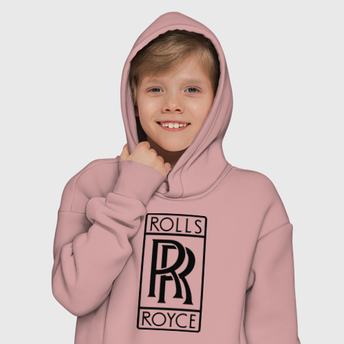 Детское худи Oversize хлопок Rolls-Royce logo, цвет пыльно-розовый - фото 12